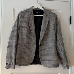 Zara Plaid Blazer - Black and White
